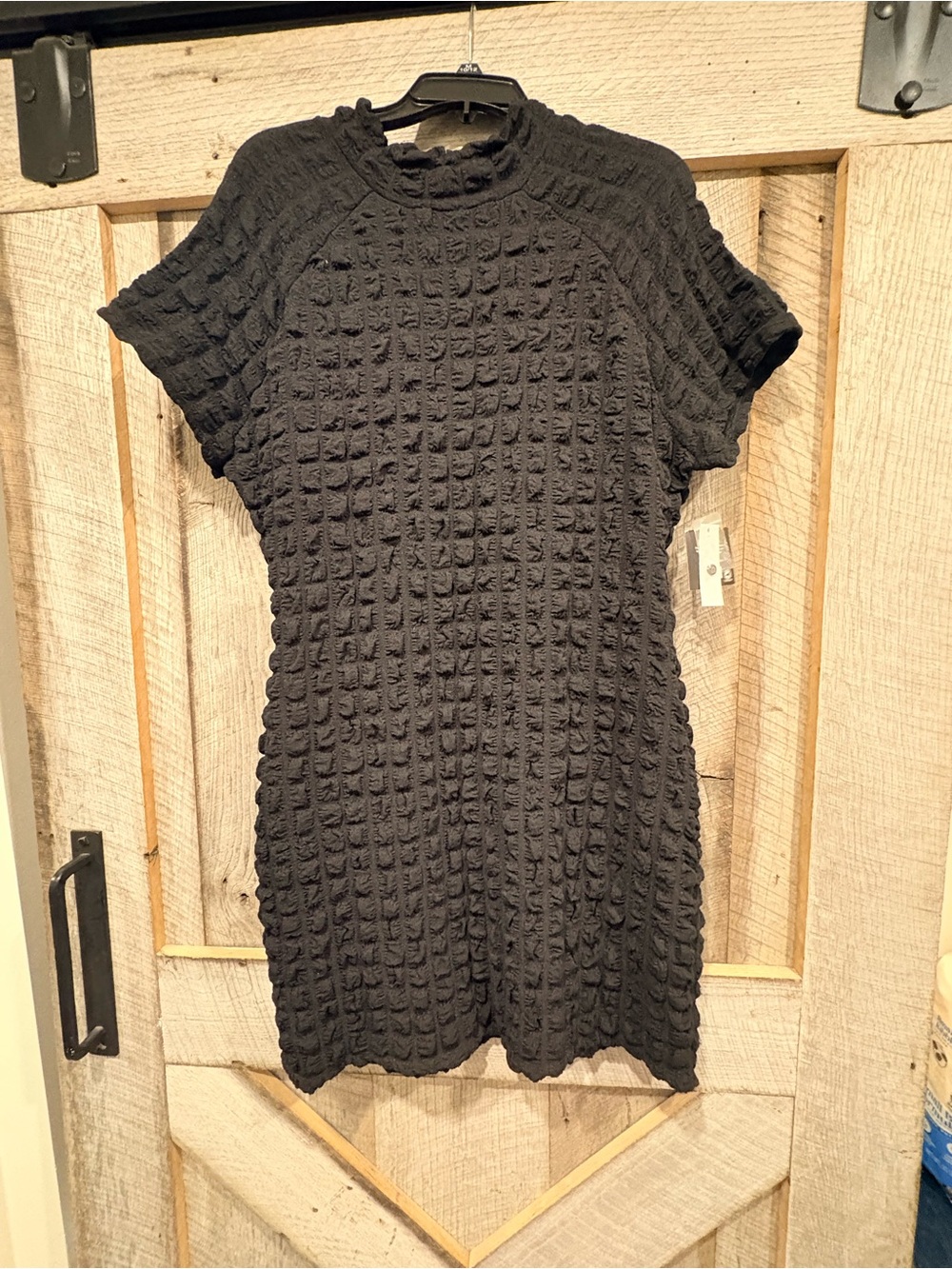 Planet Gold Black Textured Mini Dress